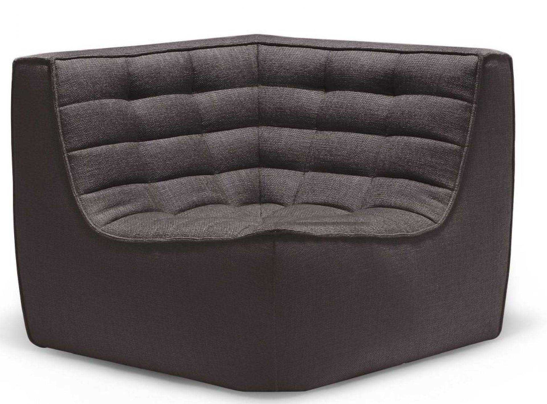 Ethnicraft N701 Sofa Ecke in Dunkelgrau: Modulares Eckelement mit gesteppter Rückenlehne und modernem Design.