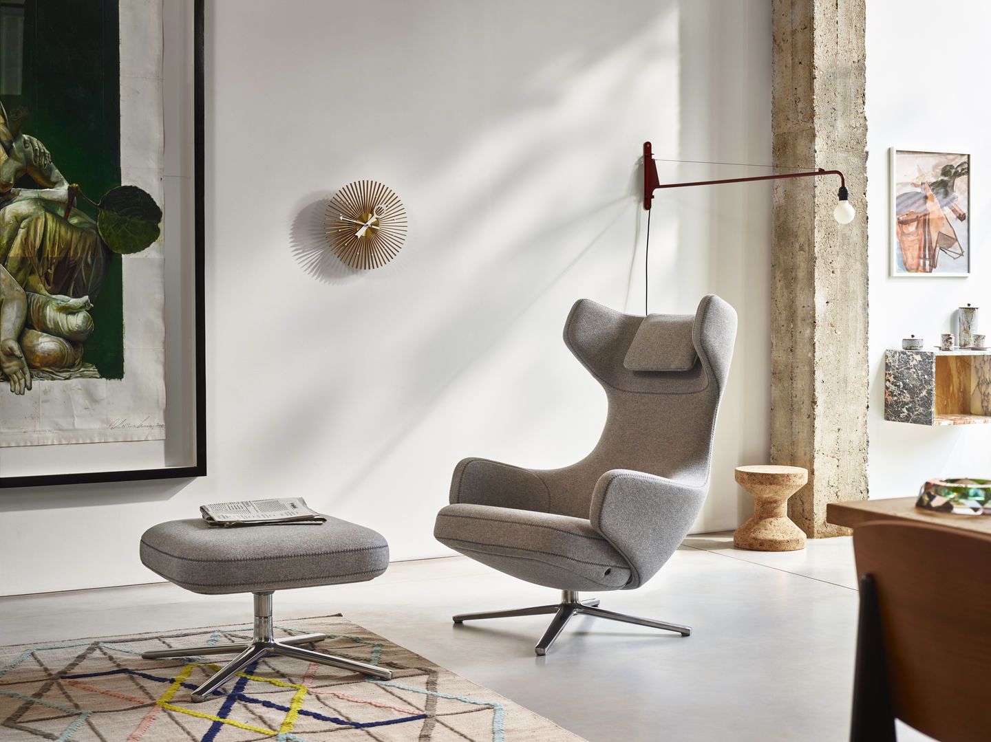 Grand Repos Sessel & Ottoman Vorzugskombination Vitra Cosy Kieselstein 40 cm