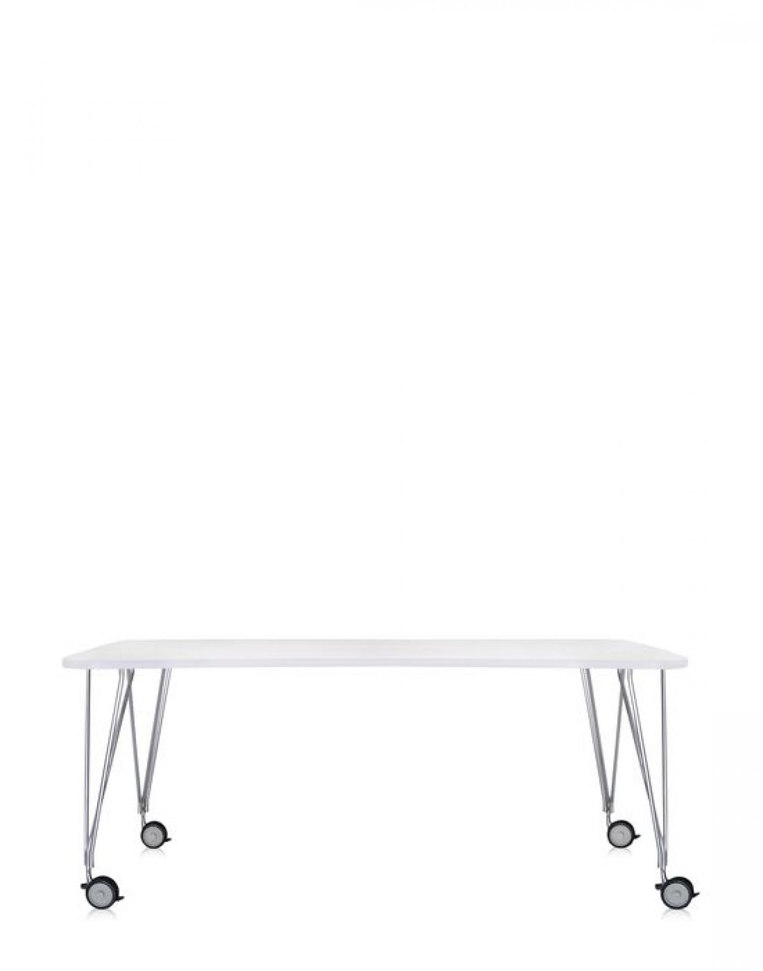 Weißer Max Tisch mit Rollen, 190x90cm, Kartell Mängelexemplar für Büro oder Konferenzraum.