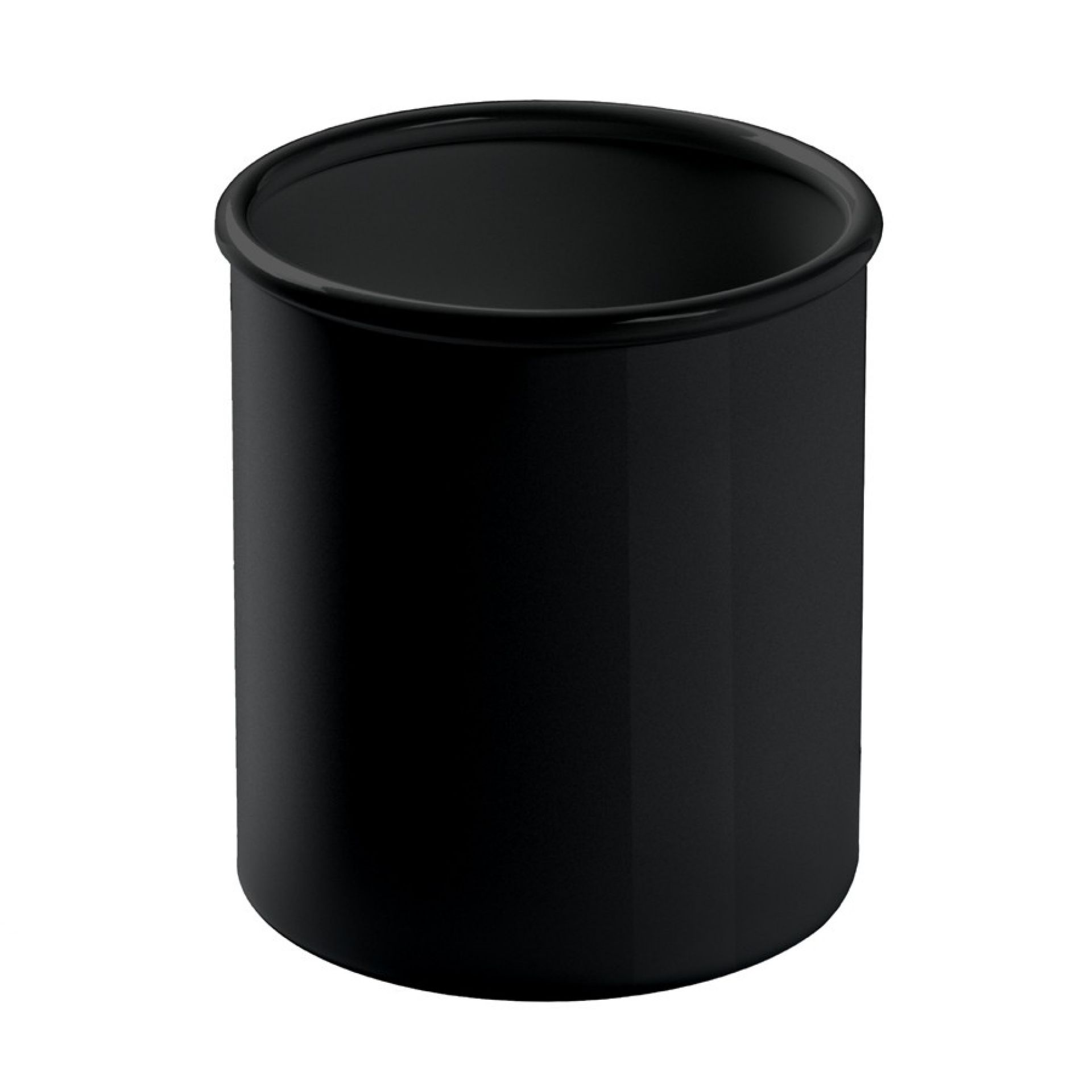 Schwarzer Colmo Papierkorb von Rexite, runder Abfalleimer für Büro und Zuhause.