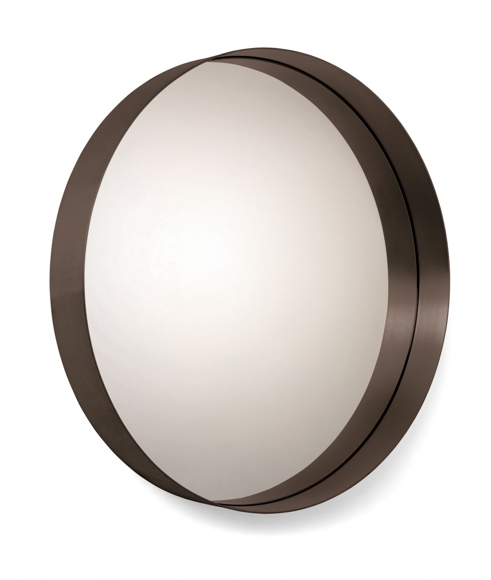 Runder Cypris Spiegel von Classicon mit braunem Rahmen und Kristallglas für die Wand.