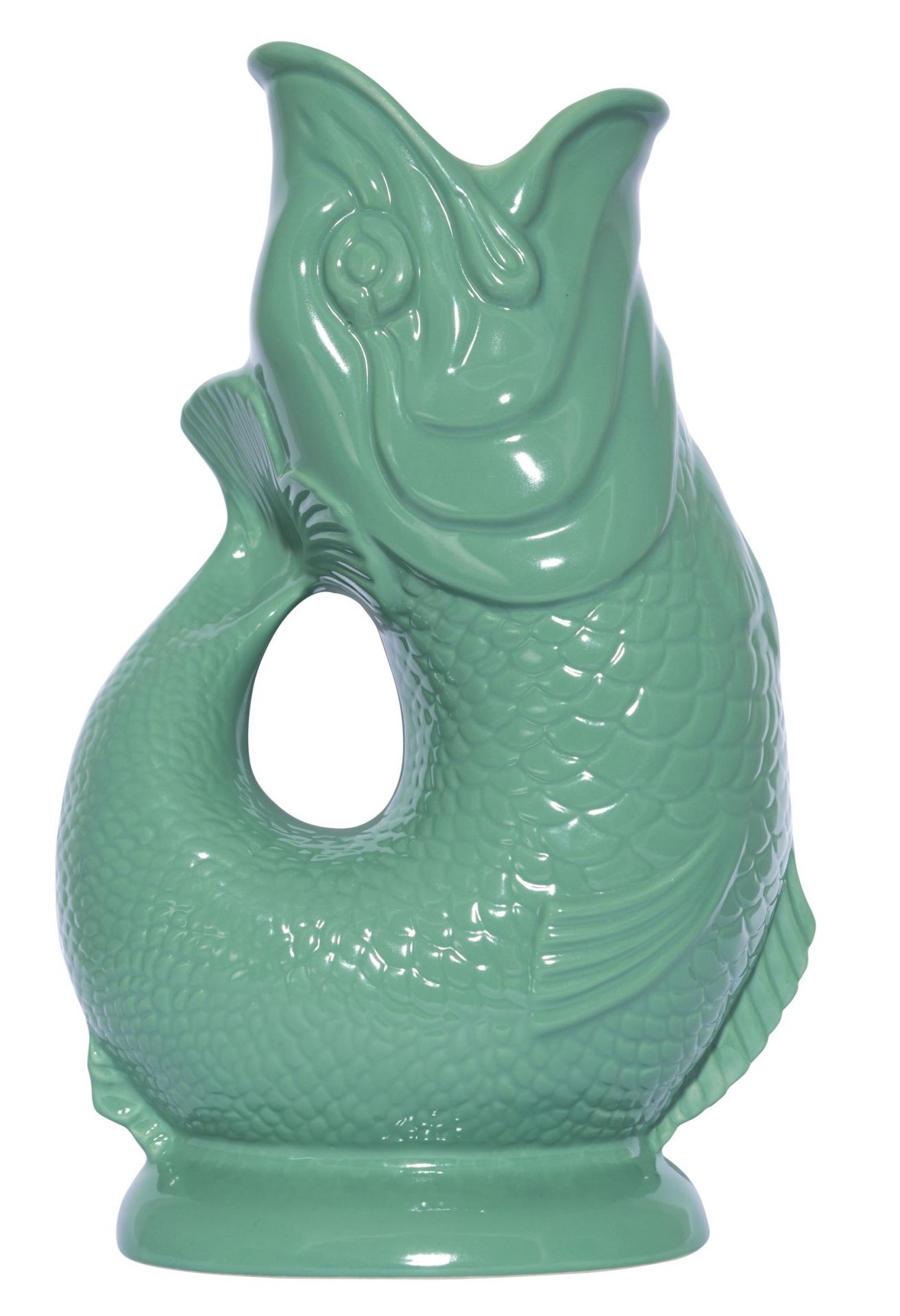 Gluckigluck Karaffe Sea Green XL: Keramik Fisch Vase in Meergrün, dekoratives Wohnaccessoire.
