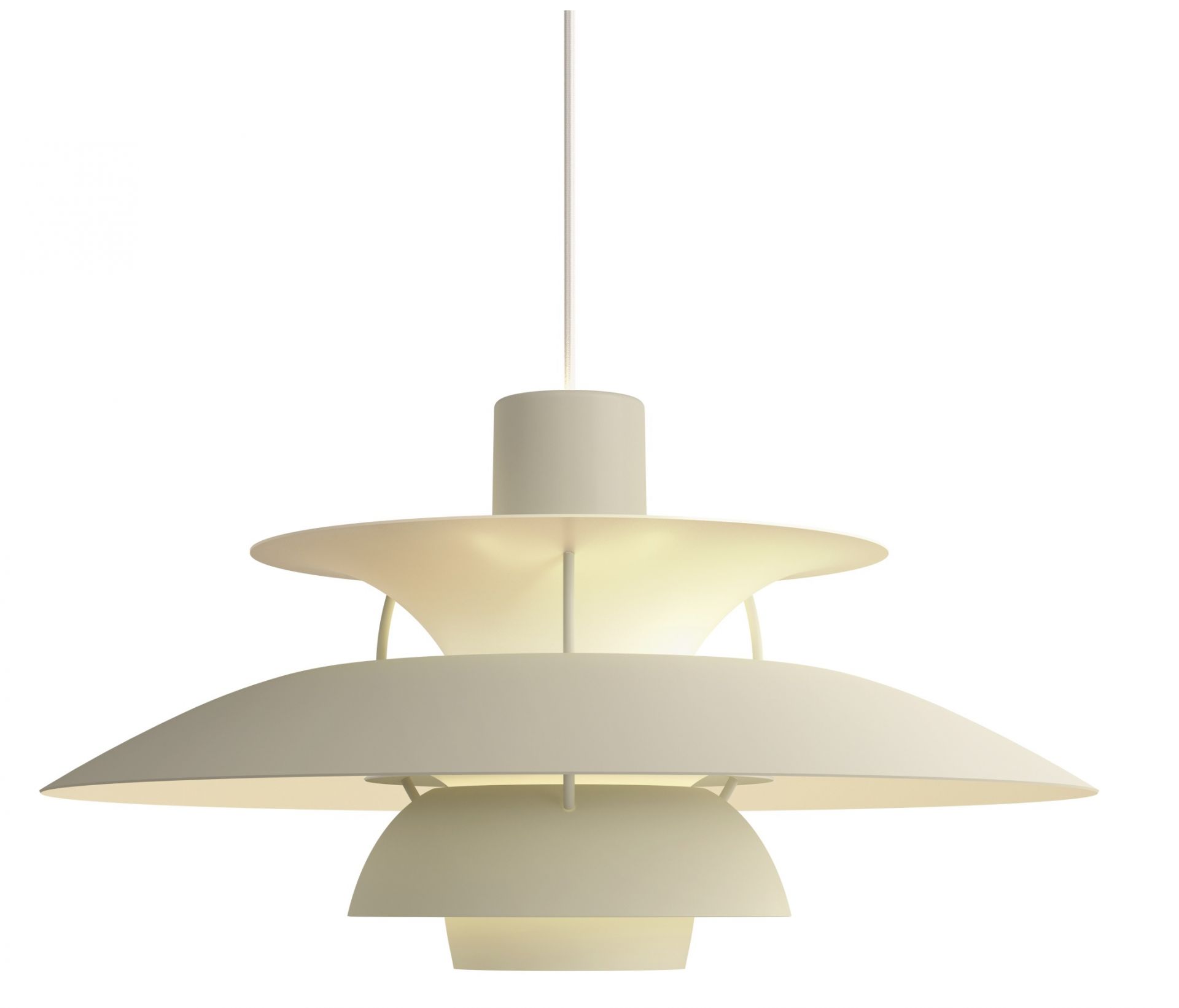 PH 5 Pendelleuchte von Louis Poulsen in Pale Pewter: Design-Hängeleuchte für stilvolle Beleuchtung.