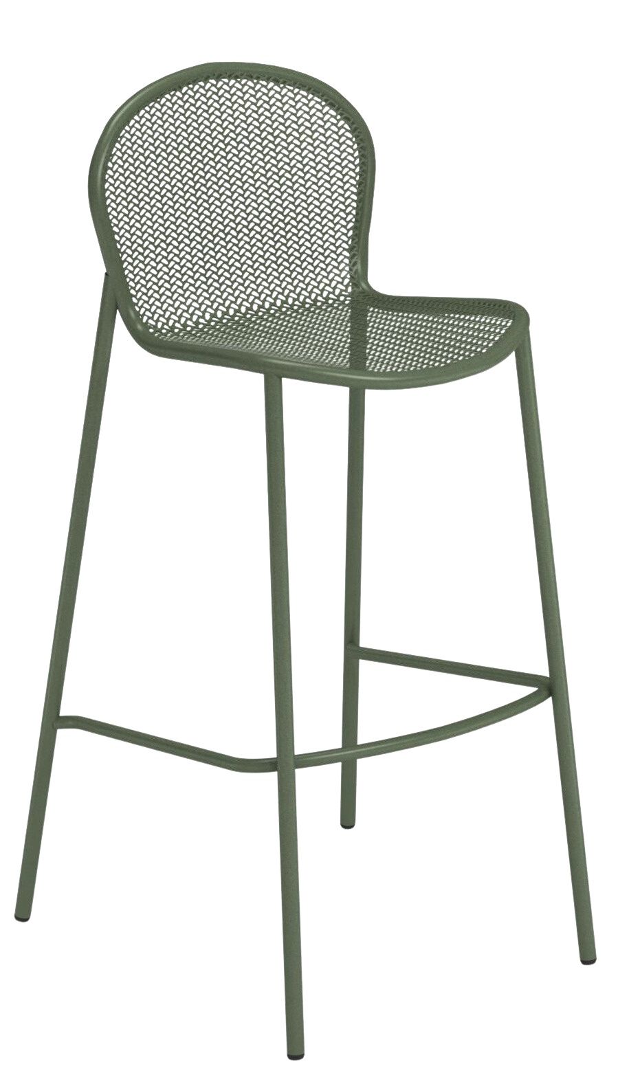Grüner Ronda Barhocker von Emu mit Rückenlehne und Fußstütze aus Metall.