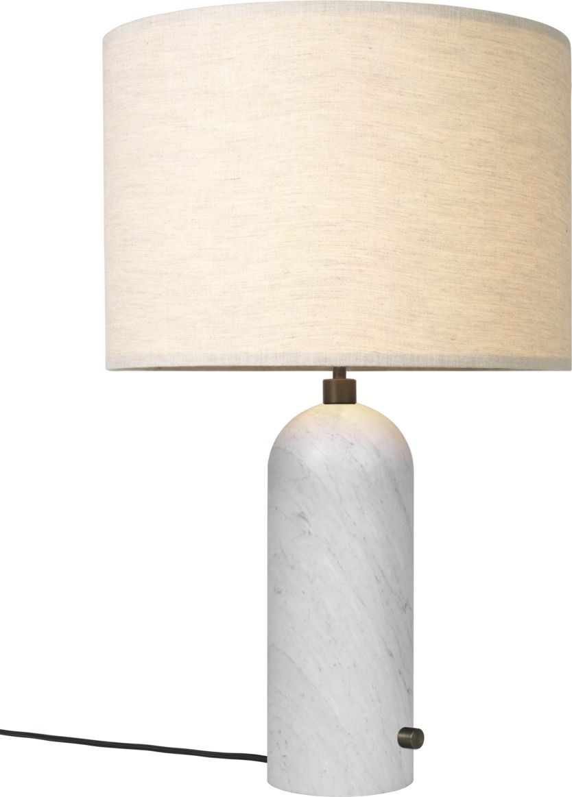 Gubi Gravity Tischleuchte Large, weißer Marmorfuß, Canvas Schirm, moderne Tischlampe.