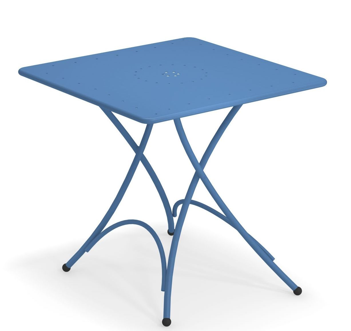 Blauer Pigalle Klapptisch von Emu für den Garten oder Balkon, quadratische Tischplatte.