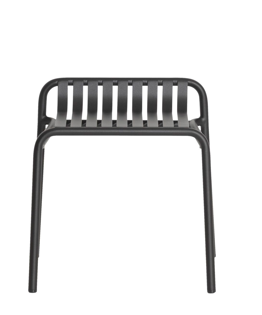 Schwarzer Week-End Stool Hocker von Petite Friture: Moderner Metallhocker mit Lattenrost-Sitzfläche für den Innen- und Außenbereich.