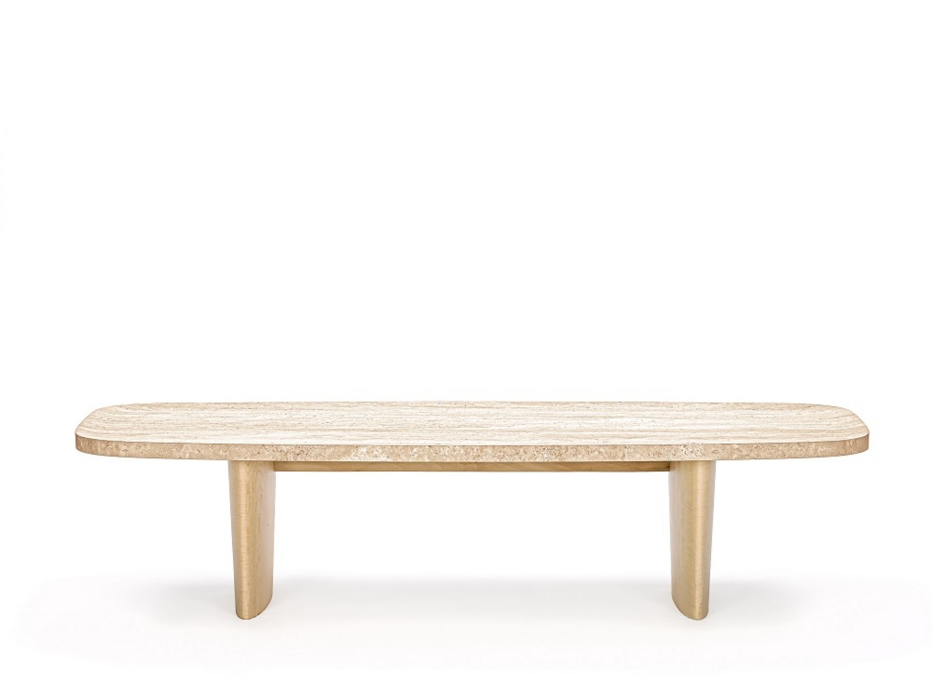 Classicon Couchtisch Matéria: Moderner, rechteckiger Couchtisch aus Travertin, ideal für Wohnzimmer und Lounge.