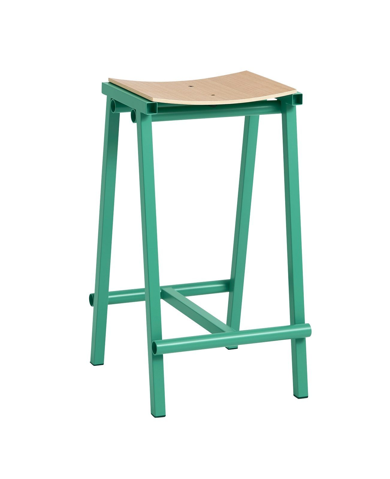 Grüner Hay Barhocker mit hellem Holz-Sitzfläche, ideal für Küche oder Bar.