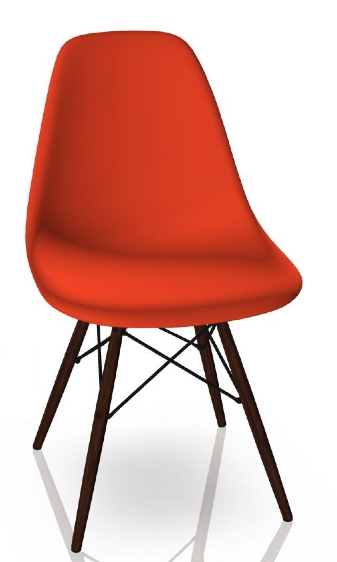 Eames DSW Stuhl mit Ahorn-Gestell und Sitzschale in Poppy Red. Designklassiker von Vitra.