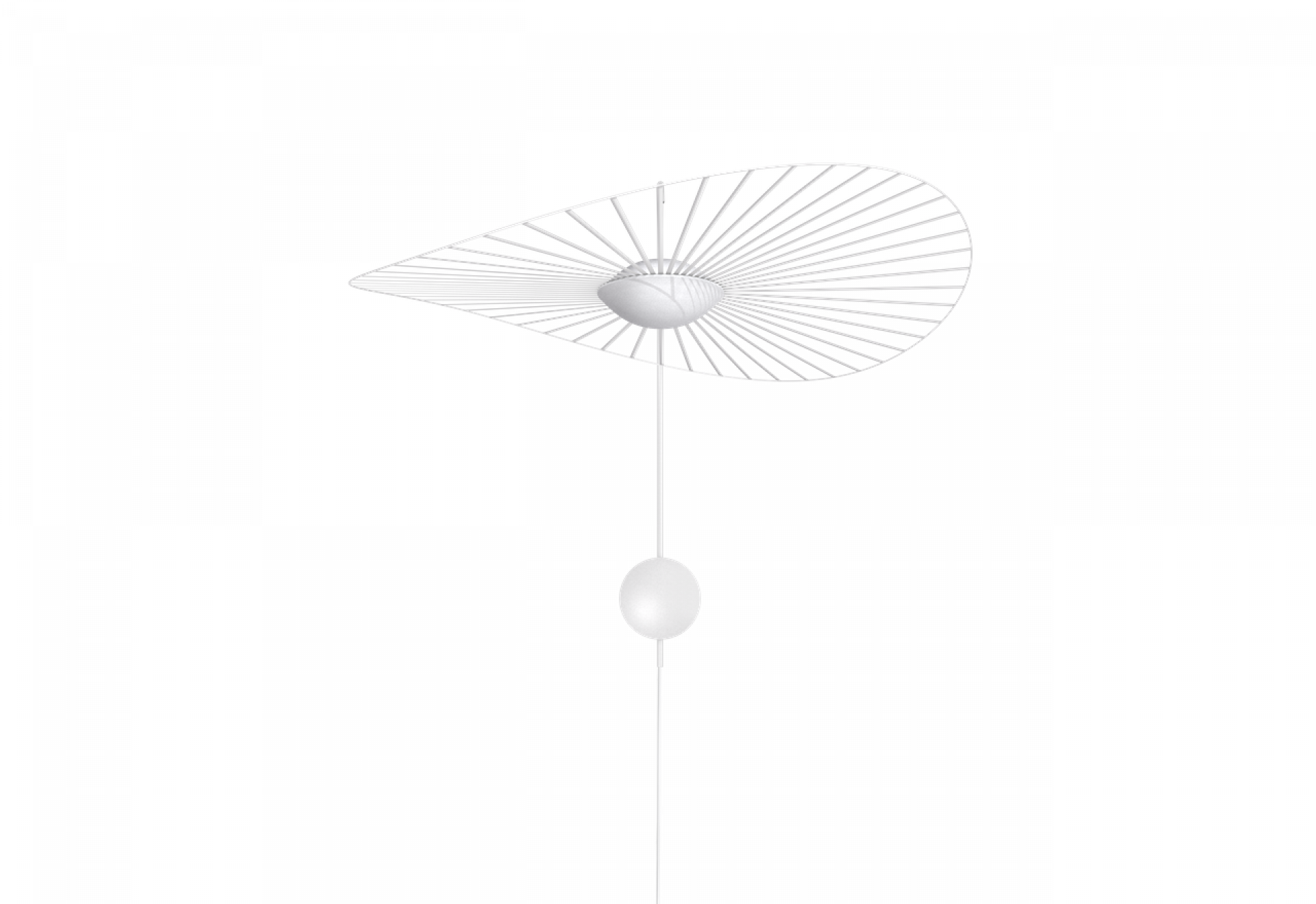Weiße Vertigo Nova Wandleuchte von Petite Friture mit filigranem Schirm und minimalistischem Design.