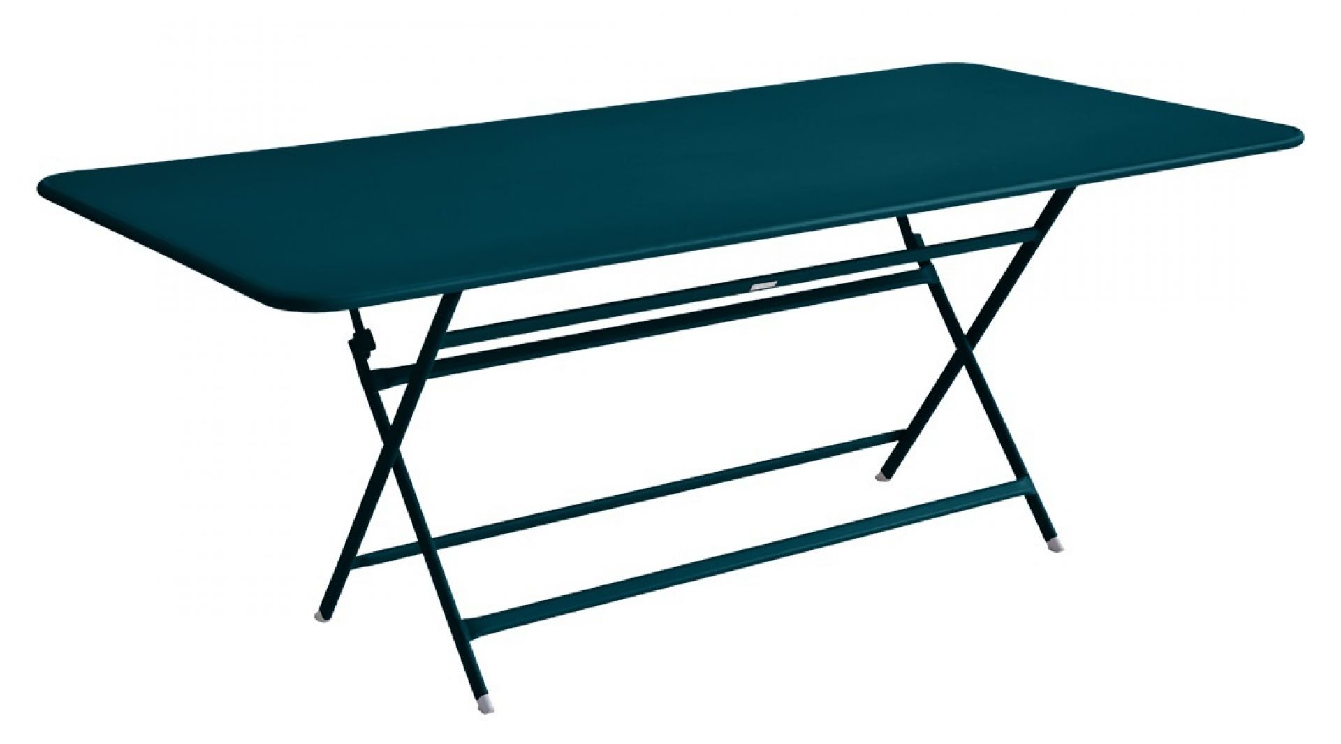Blauer Caractere Klapptisch von Fermob für den Garten oder Balkon, eckig und platzsparend.