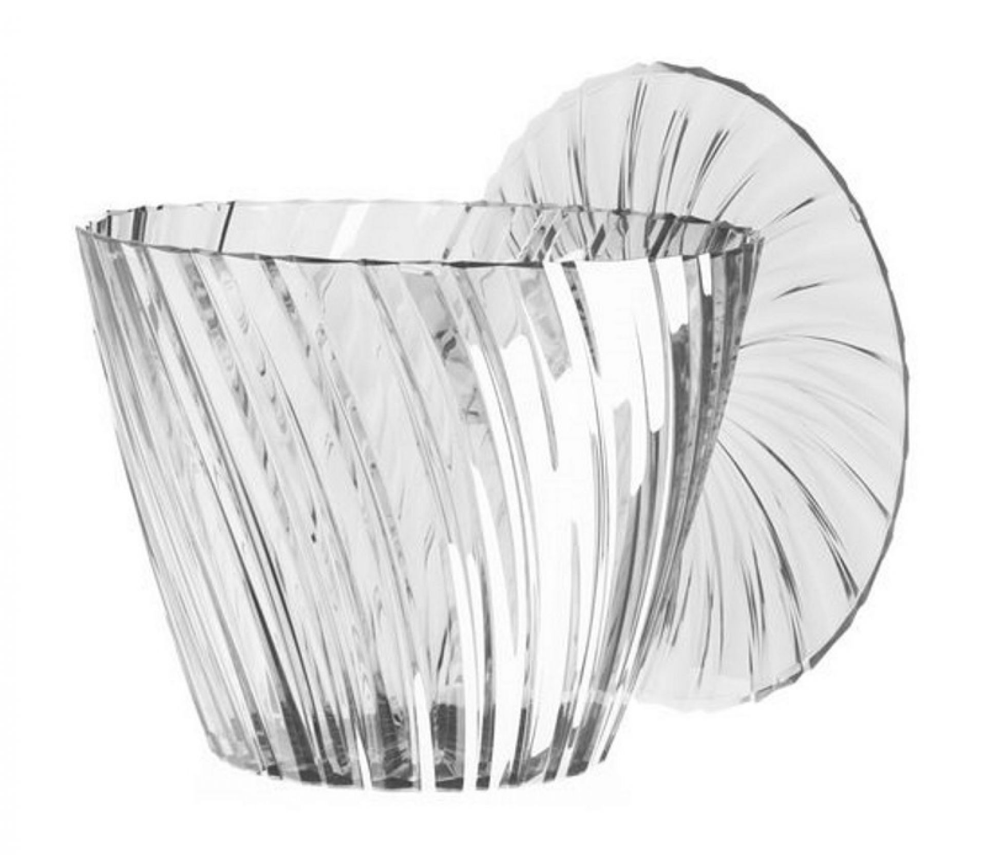 Klarer Sparkle Hocker/Beistelltisch von Kartell mit spiralförmigem Design und abnehmbarem Deckel, geeignet für Innen- und Außenbereich.