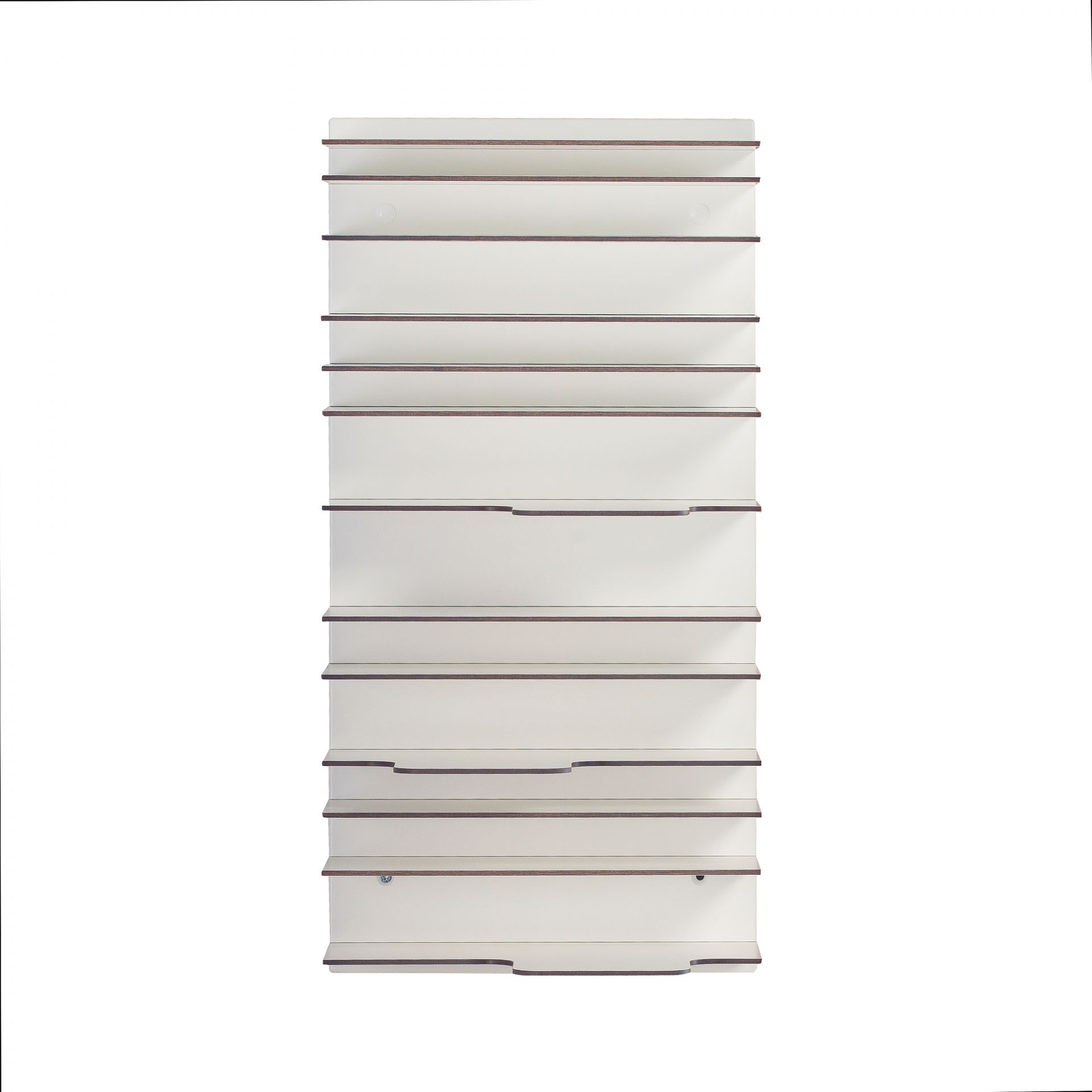 Weißes Bücherregal Spectrum mit mehreren Regalböden für Bücher und Dekoration.