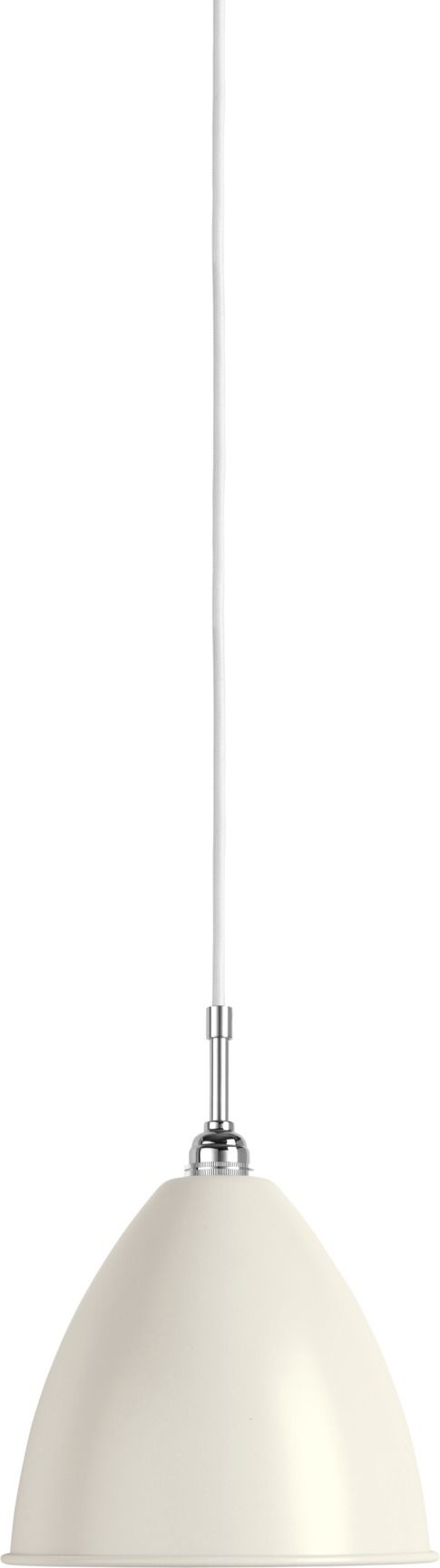 Bestlite Pendelleuchte BL9 in Weiß/Chrom von Gubi: Hängeleuchte mit weißem Schirm und Chromdetails.