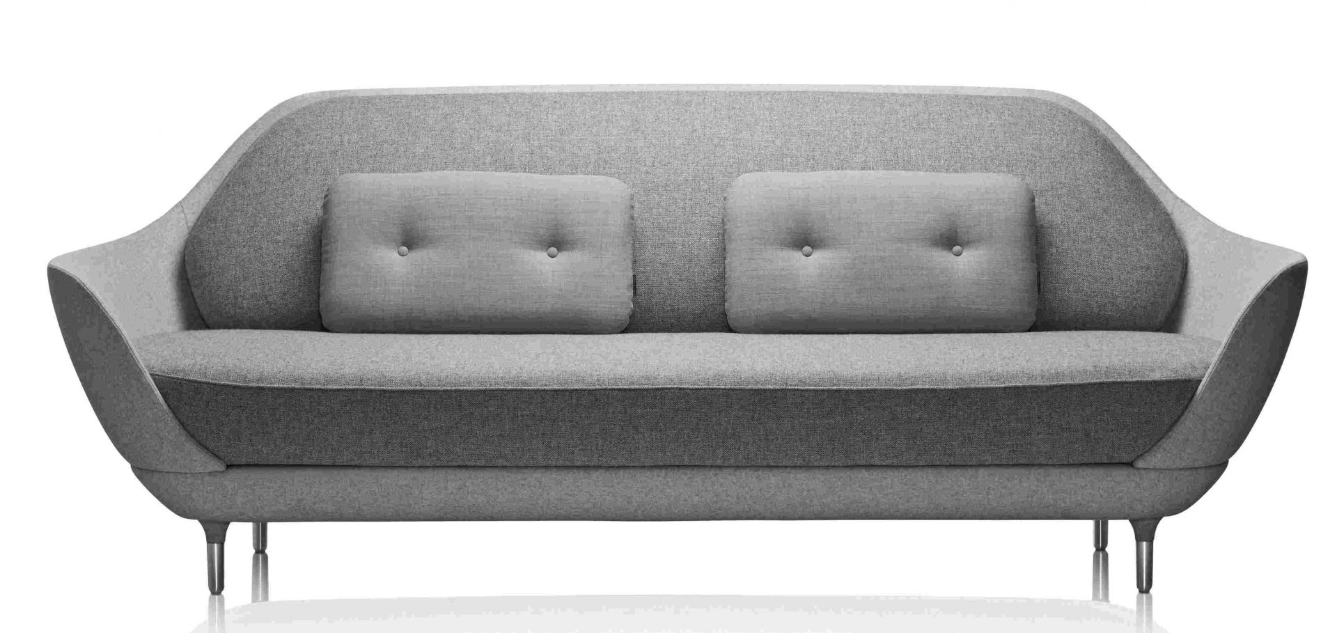 Graues Favn Sofa von Fritz Hansen mit zwei Kissen, modernes Design für Wohnzimmer und Lounge.