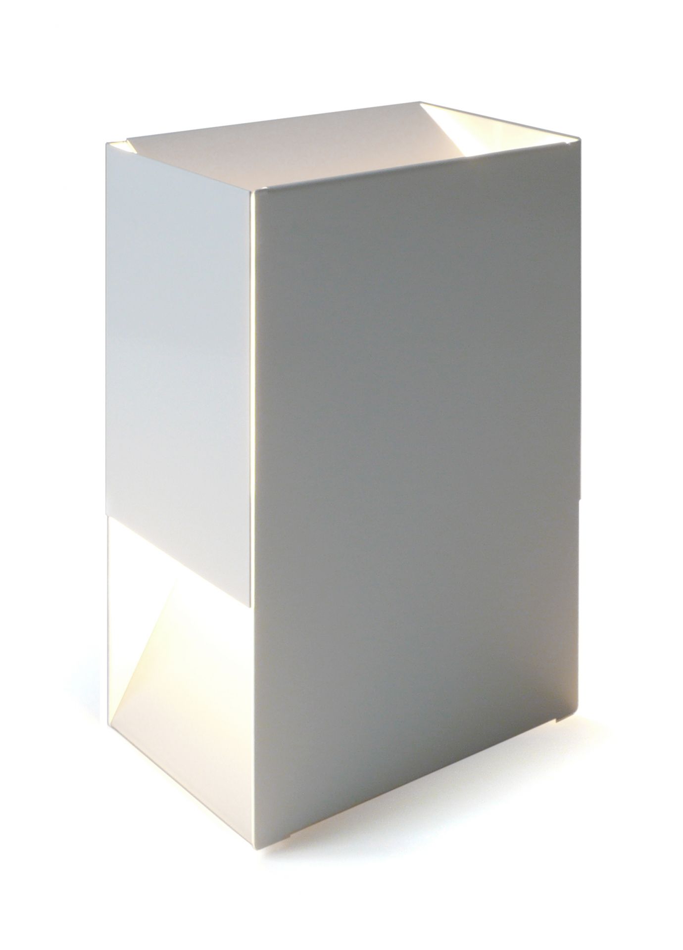 Linea1 Tischleuchte von Müller Möbelwerkstätten, minimalistisches Design, indirektes Licht, moderne Innenbeleuchtung, Nachttischlampe, weiß.