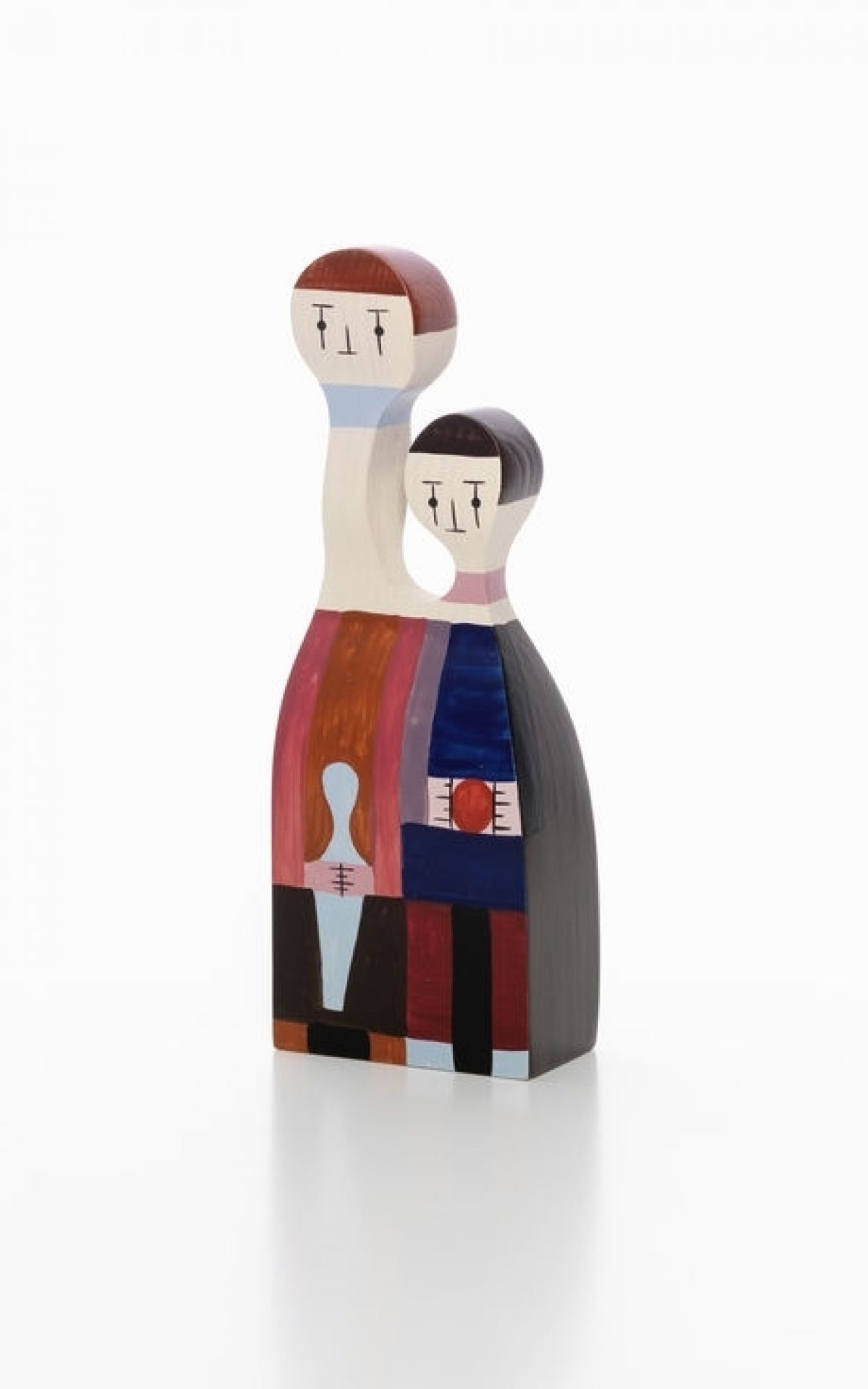 Holzfigur Vitra No. 11, abstrakte, handbemalte Holzpuppe als Dekoration oder Sammlerstück, Kunstobjekt für Designliebhaber.