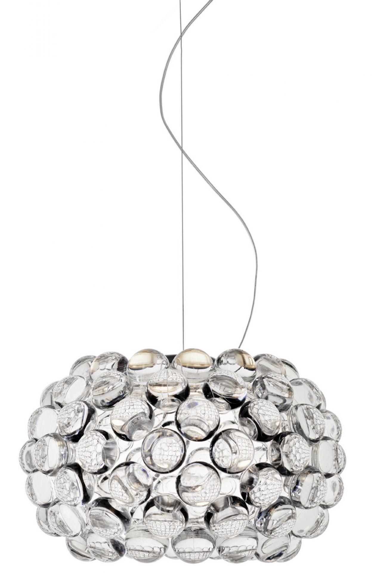 Caboche Plus Piccola Pendelleuchte von Foscarini: Moderne Hängelampe mit transparenten Kugeln für stilvolle Beleuchtung.
