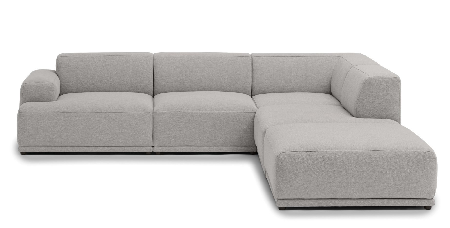 Graues Connect Soft Modular Sofa von Muuto, Ecksofa mit Ottomane, modernes Design.