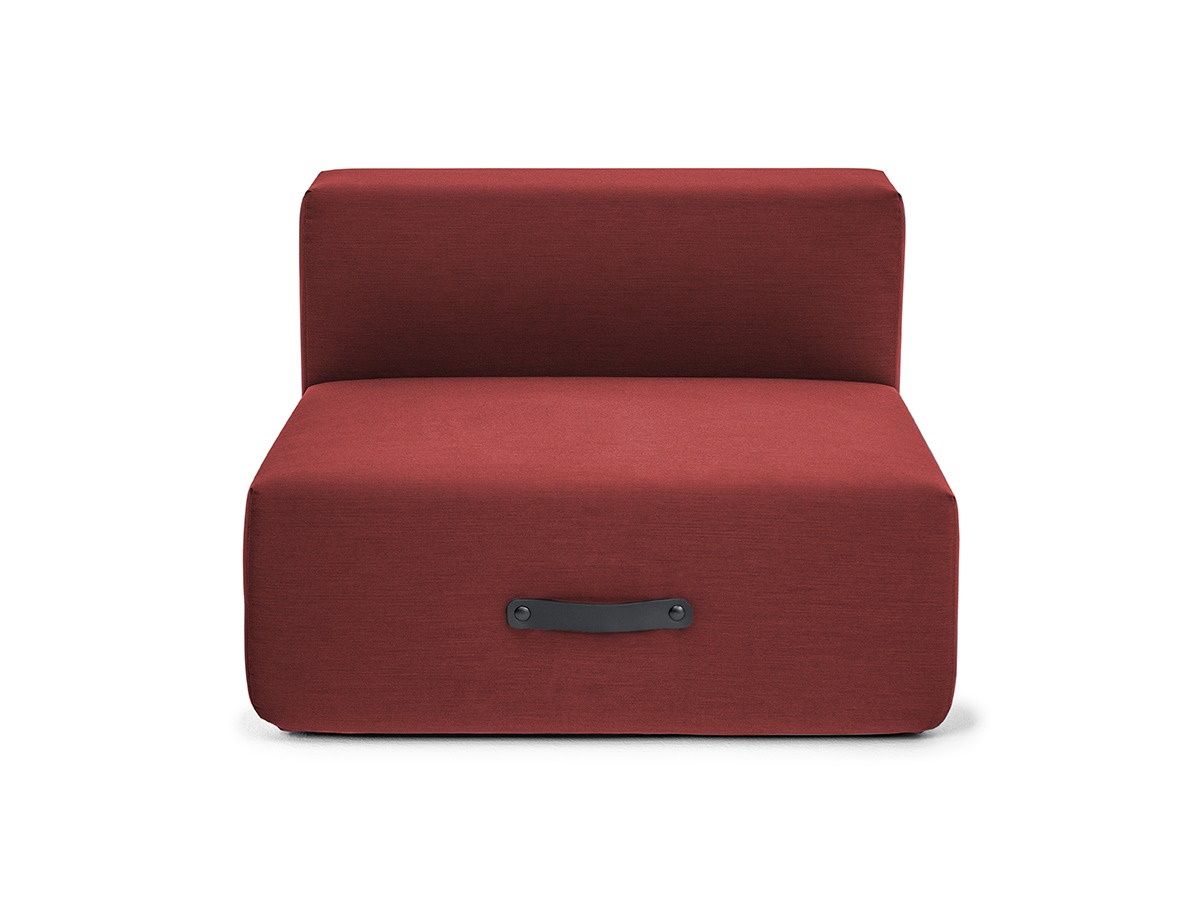 Rotes Miami Outdoor Sofa Basismodul von Conmoto, modernes Gartensofa mit Griff.
