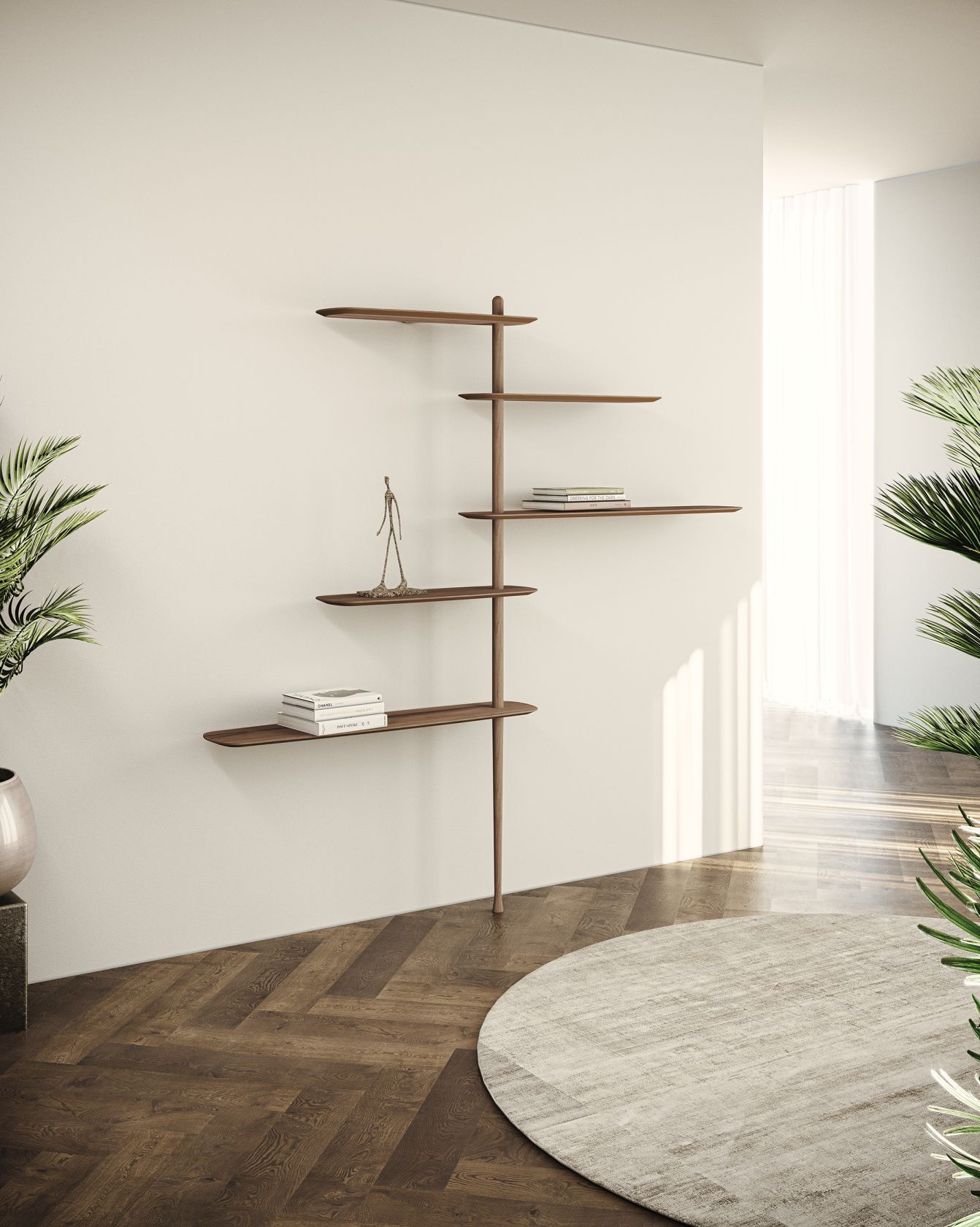 Nomon Única Collection Regal H218cm Schwarz: Modernes, freistehendes Bücherregal aus Holz, minimalistisches Design für Wohnzimmer.