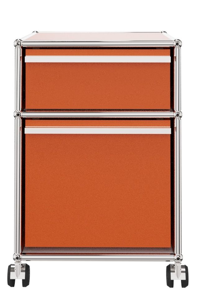 USM Haller Rollcontainer mit Hängeregistratur – reinorange