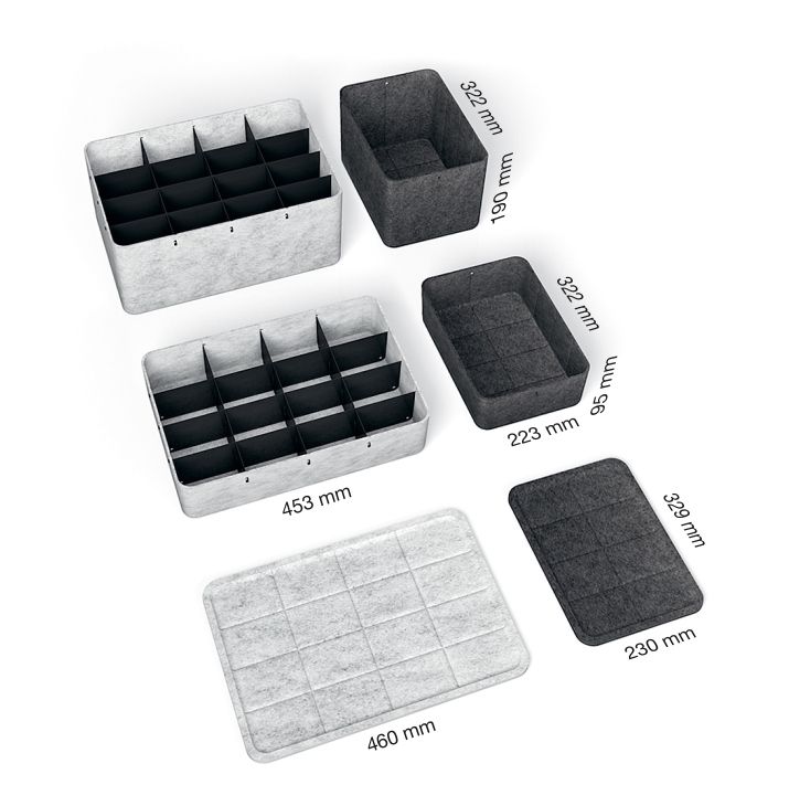 USM Haller Inos Box tief mit Unterteilung quer / längs 