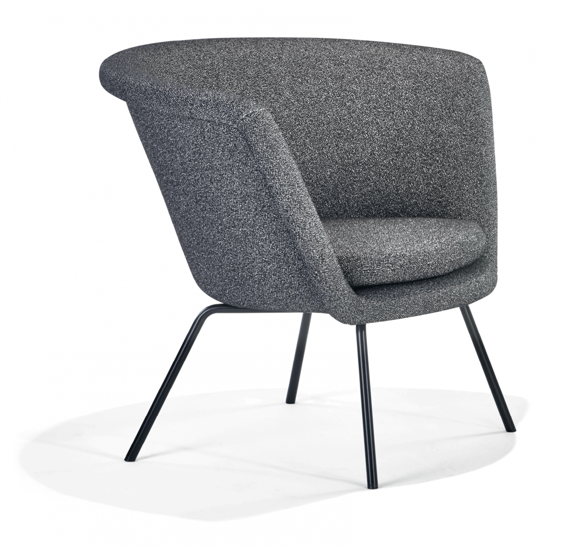 Grauer H57 Sessel von Richard Lampert mit schwarzem Metallgestell, moderner Design Sessel für Wohnzimmer.