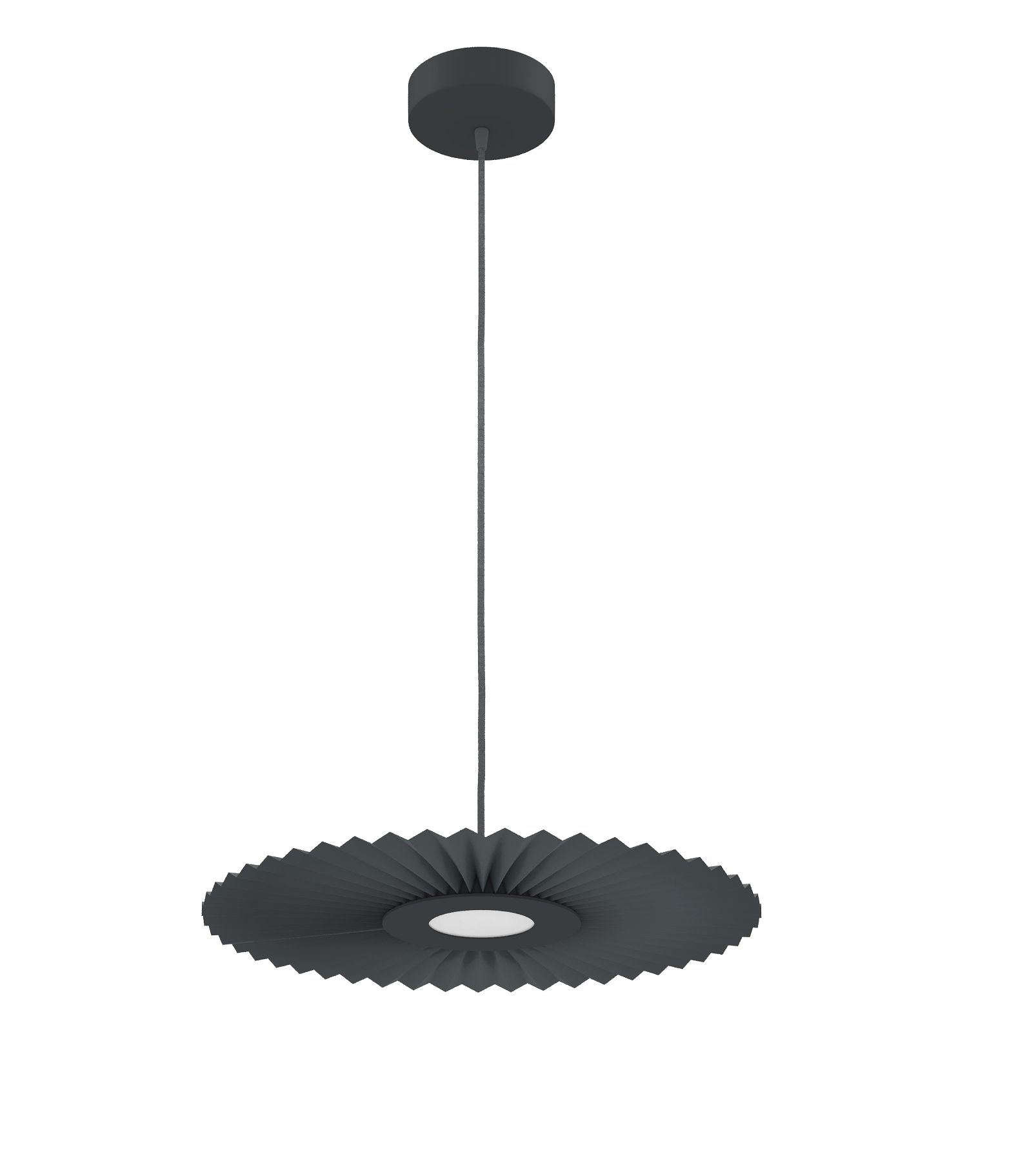 Carmen Pendelleuchte in Schiefergrau: Runde Hängelampe mit plissiertem Lampenschirm für moderne Beleuchtung.