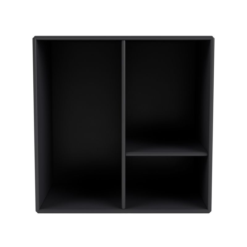 Schwarzes Montana Mini Modul mit Regalböden, modernes Design für Wohnzimmer und Büro.