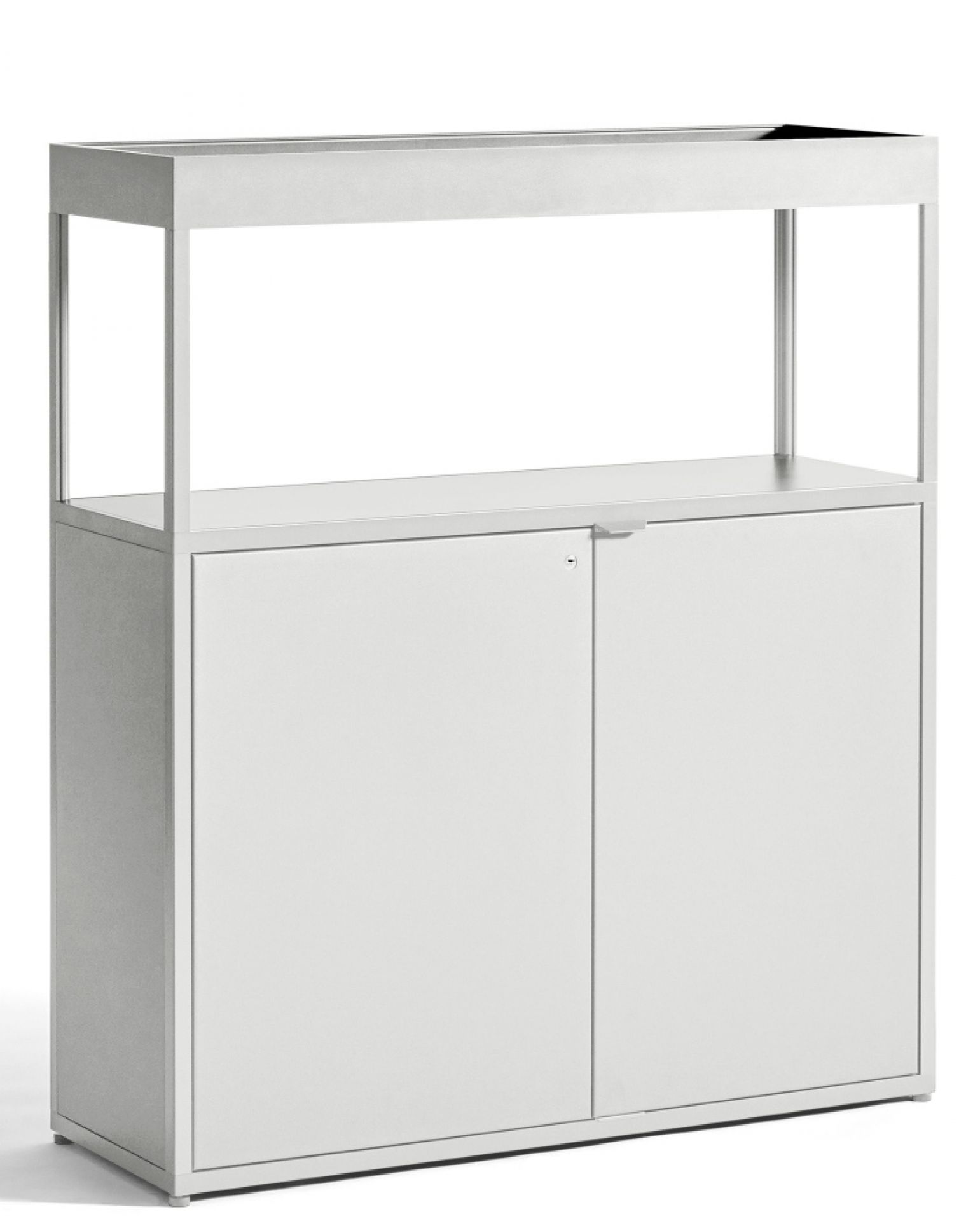 Weißes New Order Sideboard von Hay mit zwei Türen und offenem Regalaufsatz.