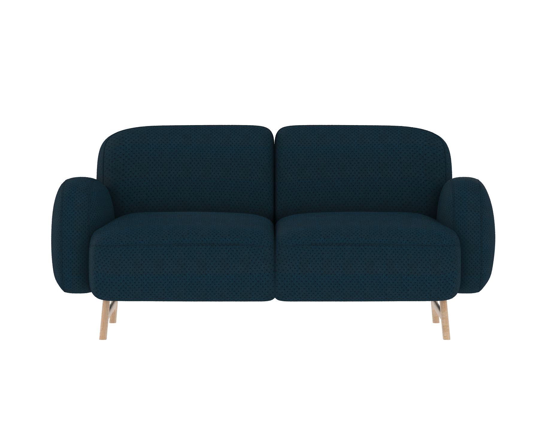 Blaues Auguste Sofa von Hartô, ein moderner 2-Sitzer mit Holzbeinen für Wohnzimmer.