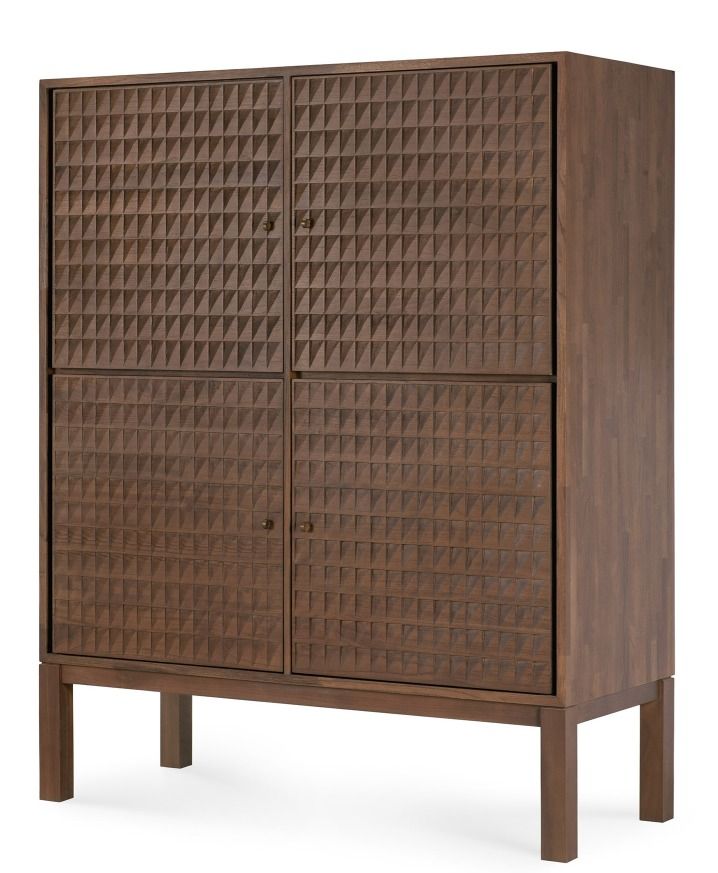 Sono Cupboard Anrichte von Ethnicraft: Schrank aus massivem Teakholz mit vier Türen und geometrischem Muster.