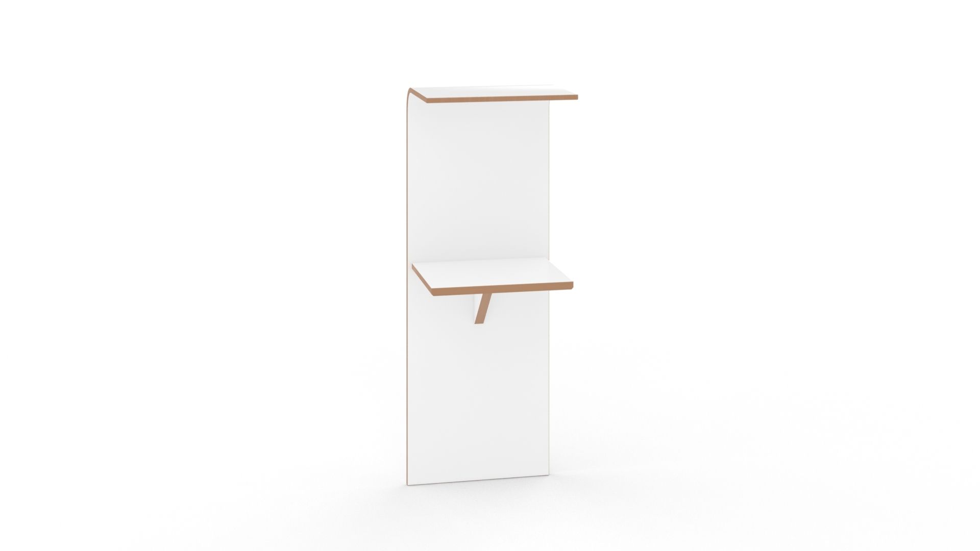 Weißes Tojo Regal mit zwei Ablageflächen für Wohnzimmer, Schlafzimmer oder Büro.