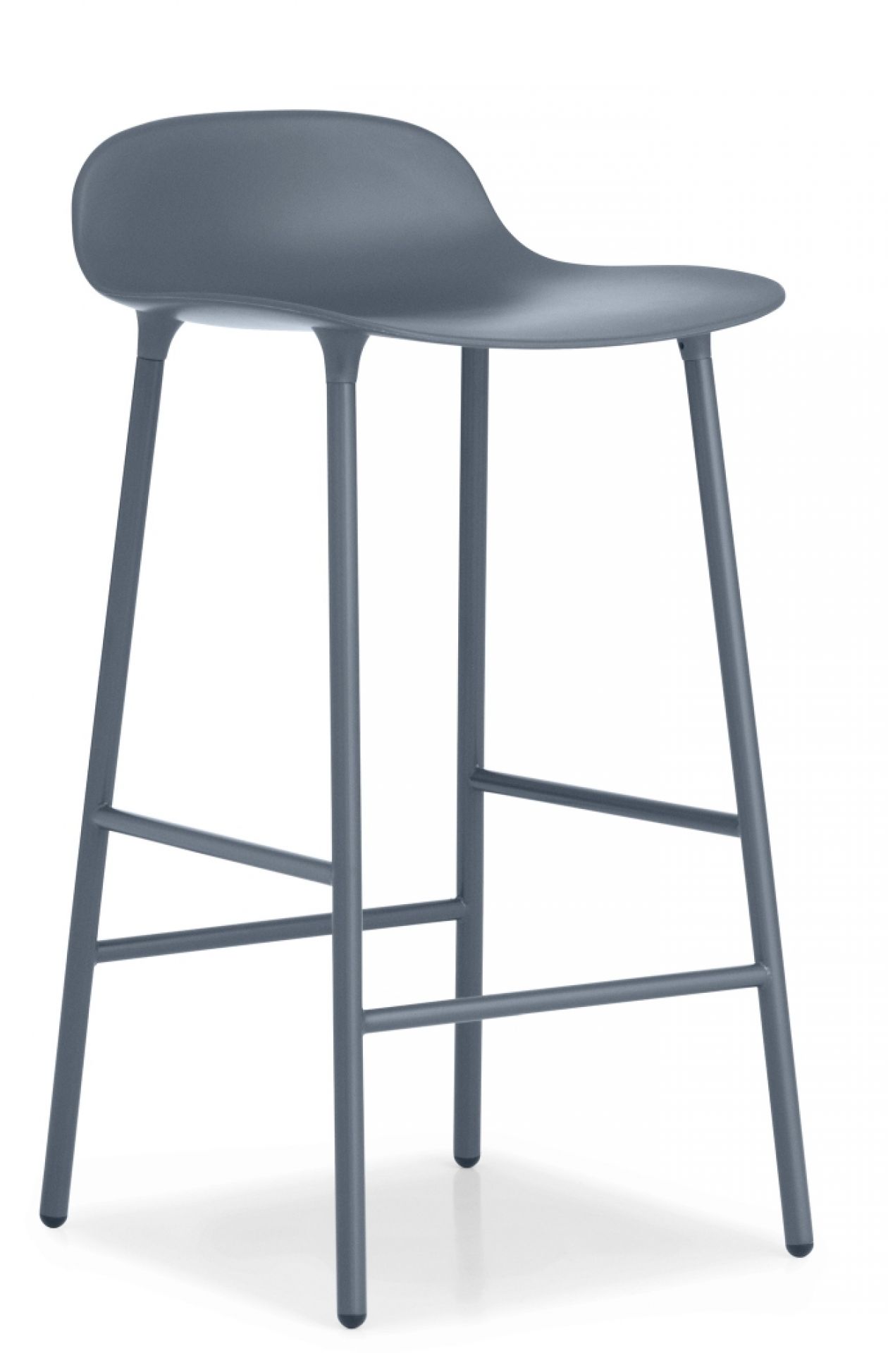 Grauer Form Barstool Barhocker von Normann Copenhagen, H 65 cm, mit Stahlgestell.