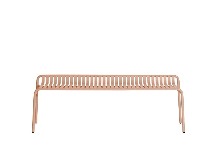 Petite Friture Week-End Gartenbank in Blush, moderne Outdoor Bank aus pulverbeschichtetem Aluminium.