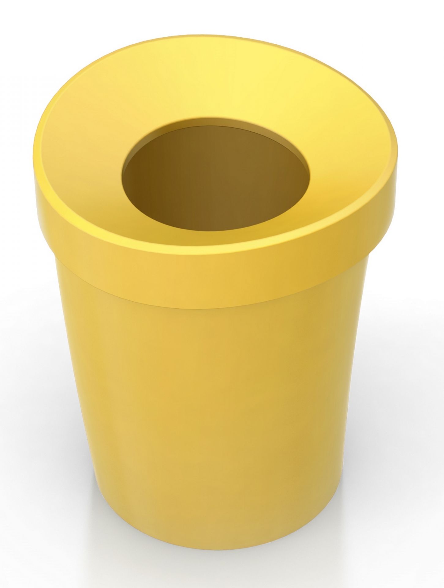 Gelber Happy Bin Papierkorb von Vitra, moderner Abfalleimer für Büro und Zuhause.