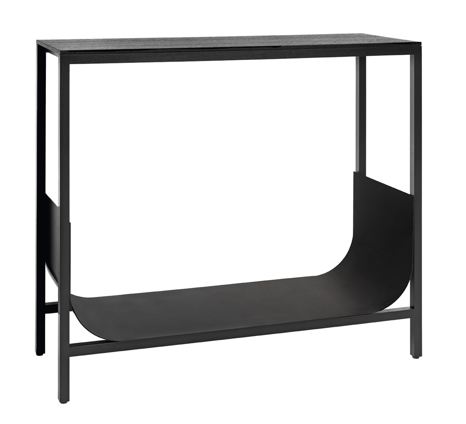 Schönbuch Tub Konsoltisch aus schwarzem Holz und Metall, modernes Design für Flur oder Wohnzimmer.