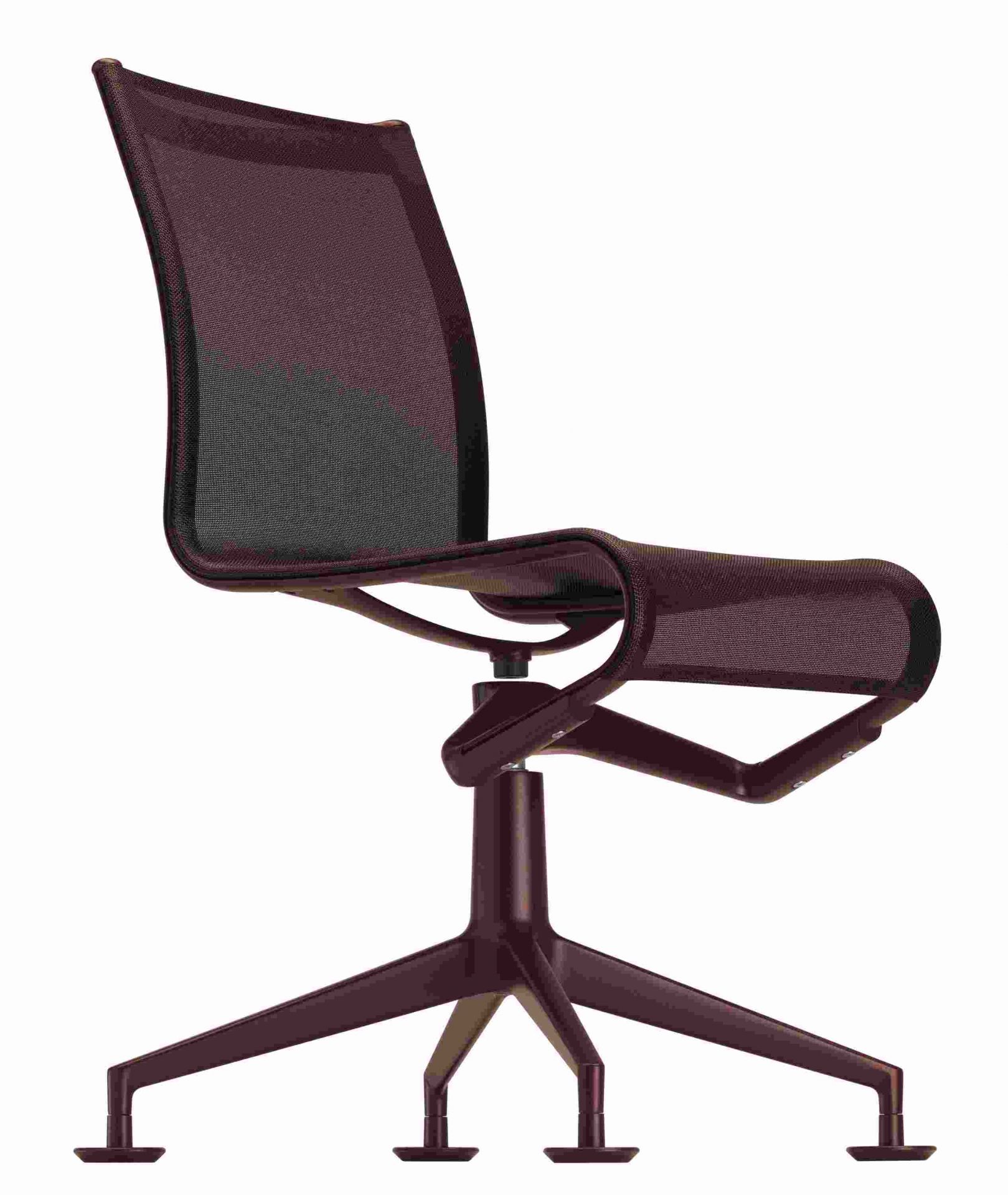 Meetingframe Drehstuhl mit Netzrückenlehne und braunem Gestell, ideal für Büro und Homeoffice.