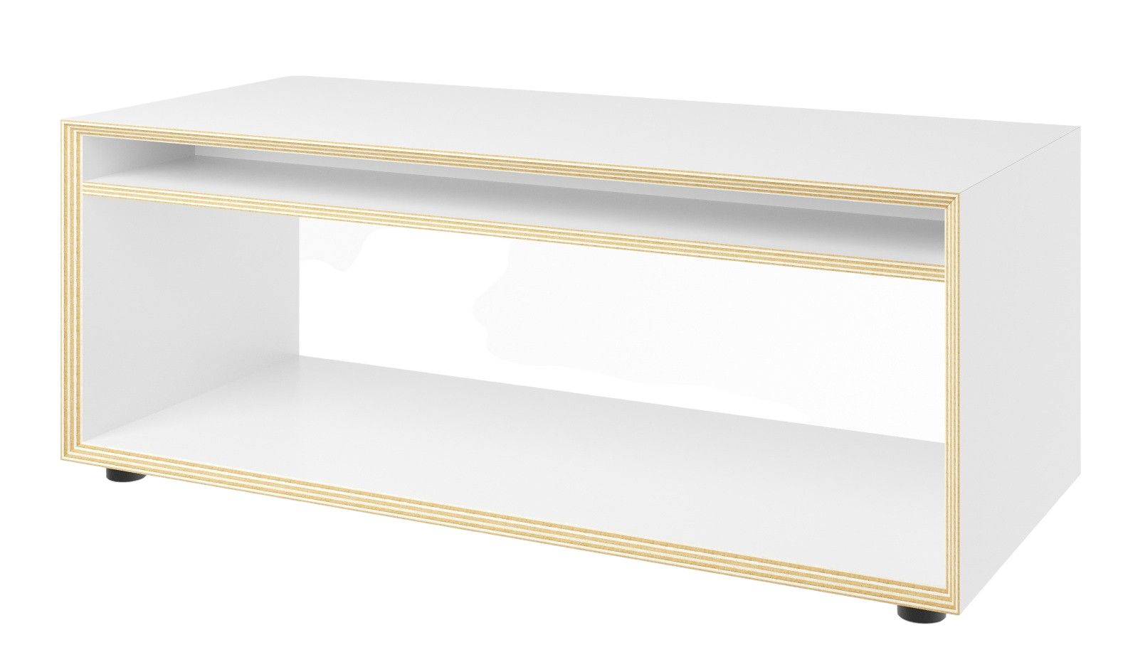 Vertiko Loop Beistelltisch von Müller Möbelwerkstätten, weißer Nachttisch mit Ablagefach und minimalistischem Design.