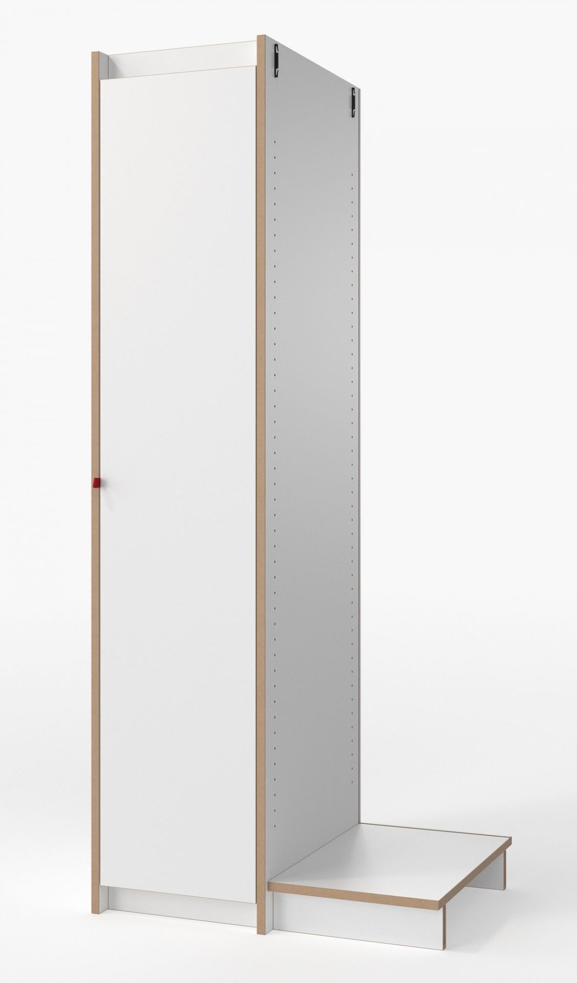 Weißes Tojo Steh Schrank Anbaumodul mit Regalboden, ideal zur Erweiterung Ihres Schranksystems.