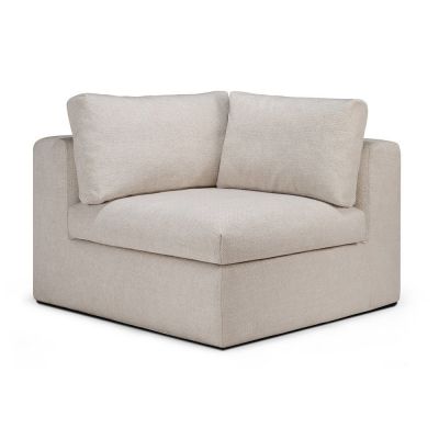 Mellow Sofa Ecke in Ivory Stoff von Ethnicraft, modernes Ecksofa mit Kissen.