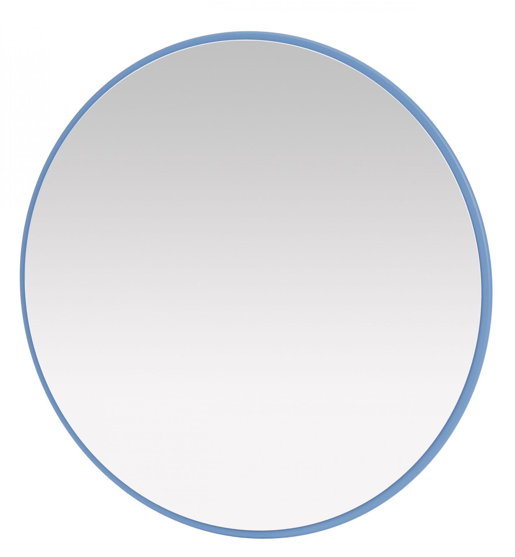 Runder Montana Spiegel mit blauem Rahmen, moderner Wandspiegel für Badezimmer und Wohnraum.