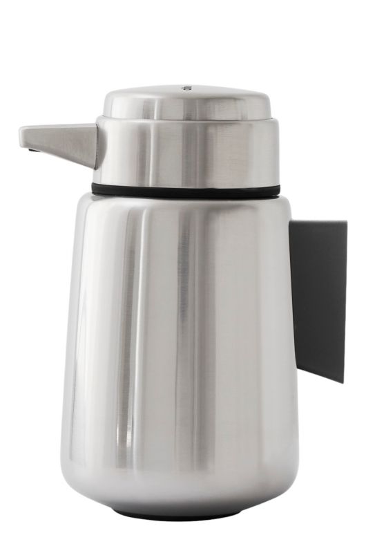 Vipp Seifenspender für die Wand, aus gebürstetem Edelstahl, modernes Design für Badezimmer und Küche.