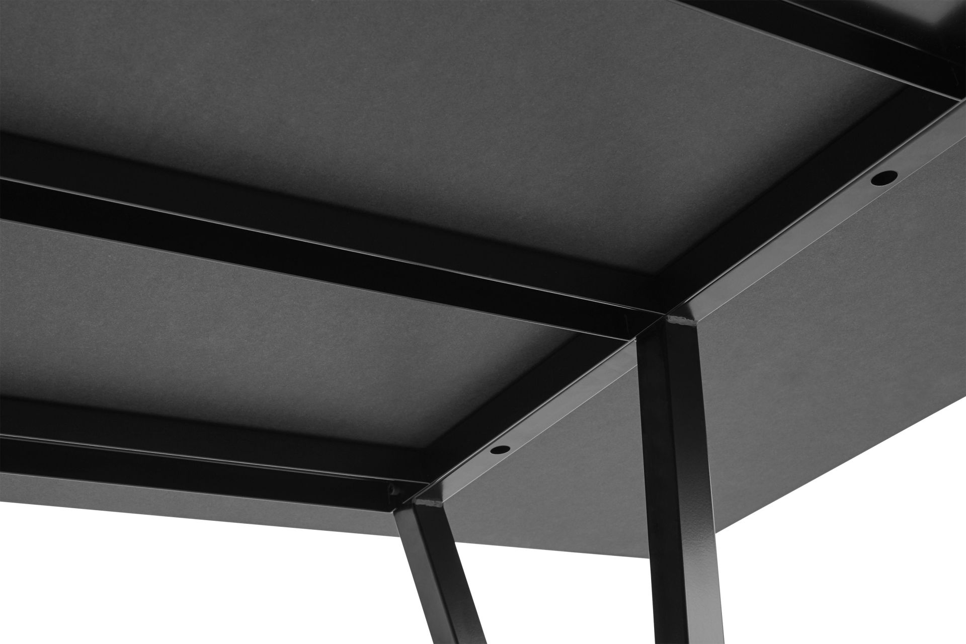 Detailaufnahme der schwarzen Metallkonstruktion des Hay Loop Stand High Table Esstisch.