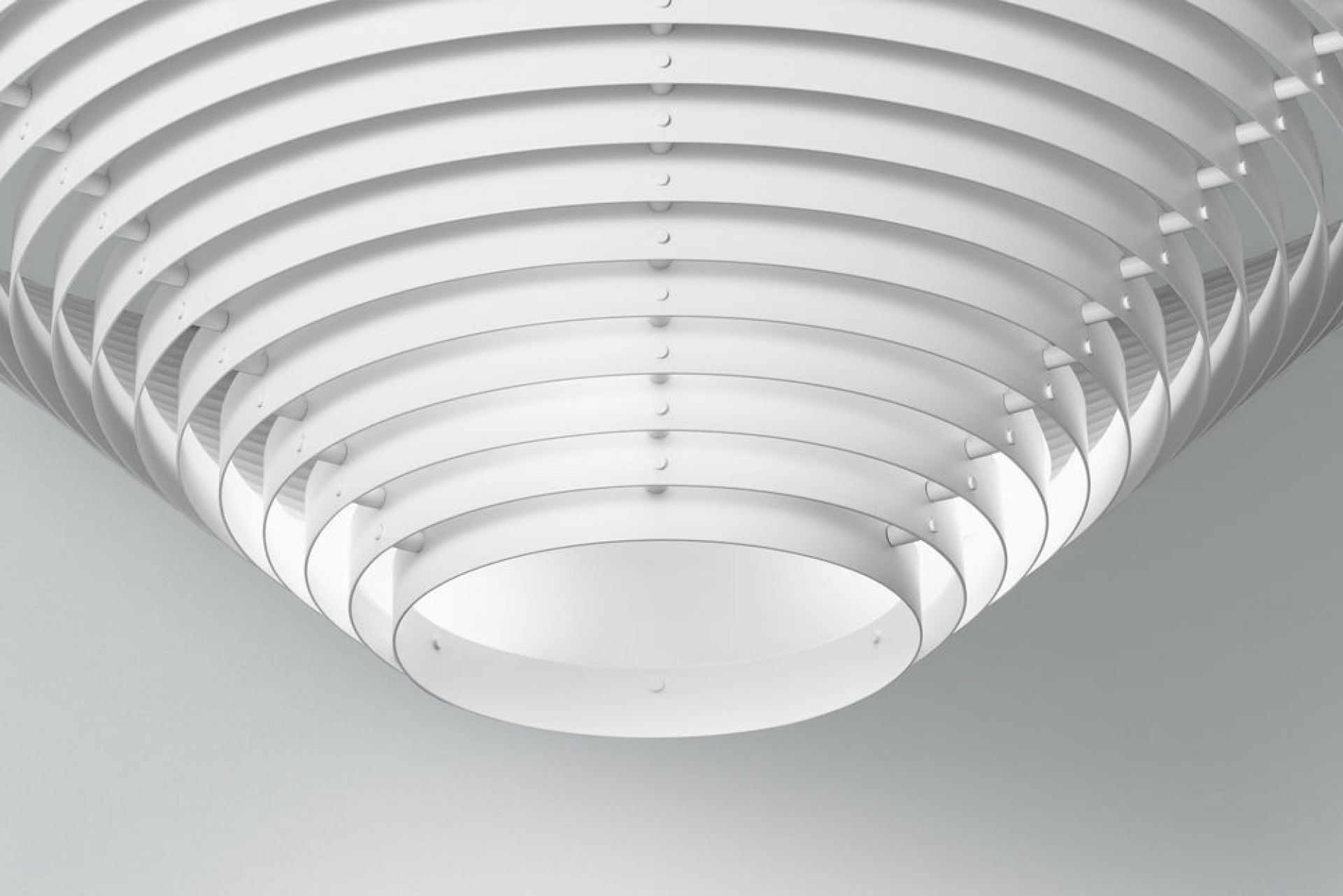 A622A Deckenleuchte von Artek, weiße Designlampe mit Lamellen, moderne Beleuchtung für Wohnräume.
