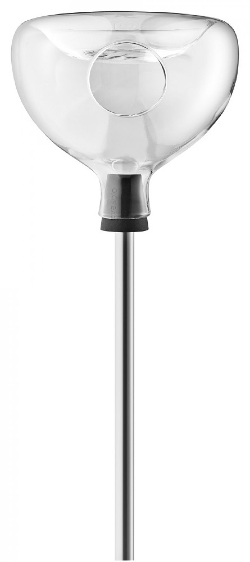 Eva Solo Glasfutterhaus mit Vogelbad auf Edelstahl-Ständer, modernes Design für Garten und Balkon.