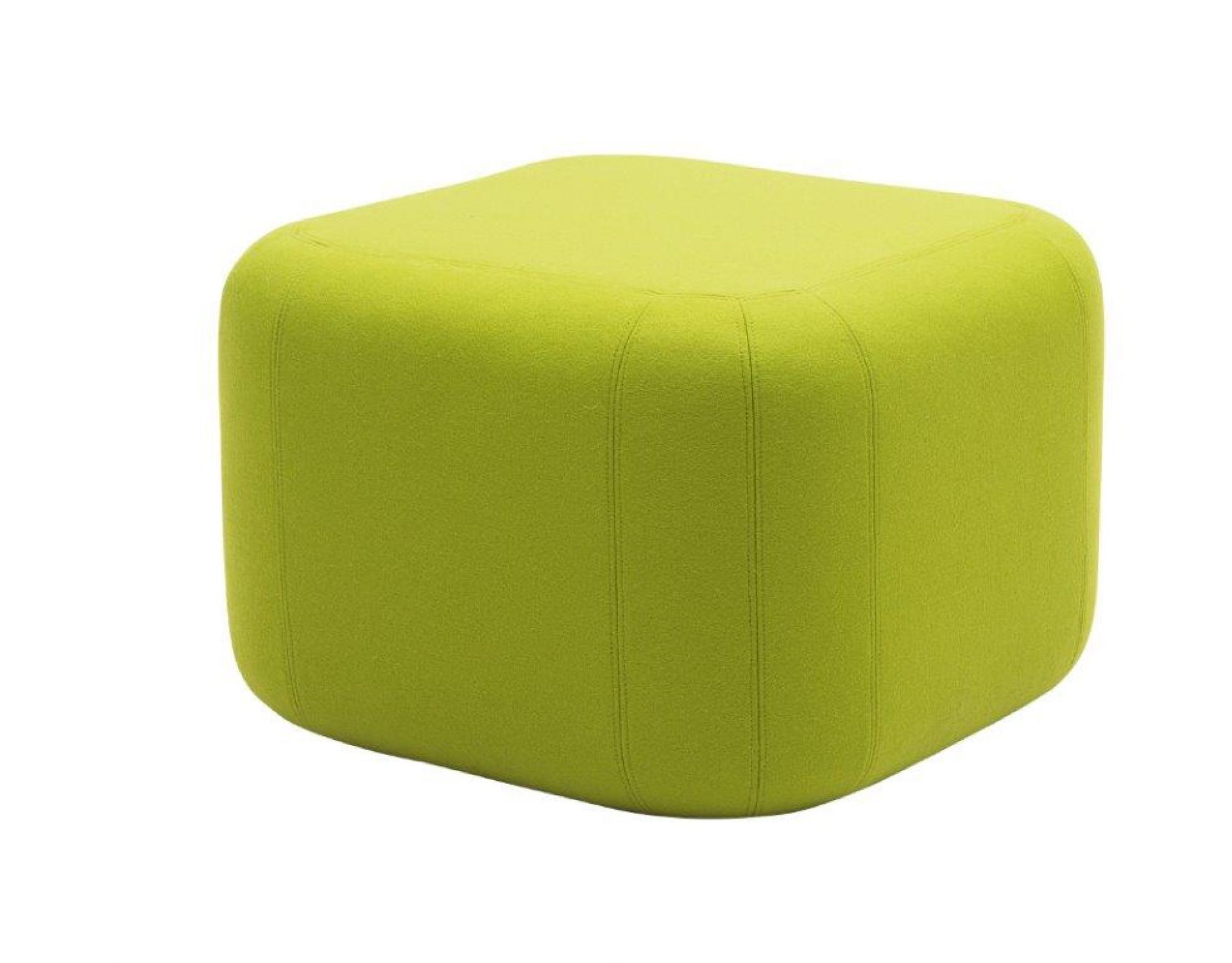 Grüner Quadro Hocker Softline, quadratisch und gepolstert, ideal als Sitzhocker oder Fußhocker.