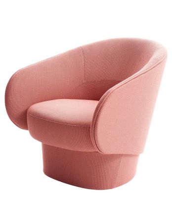 Rosa Roc Sessel von Cor mit Tellerfuß, moderner Drehsessel für Wohnzimmer und Büro.